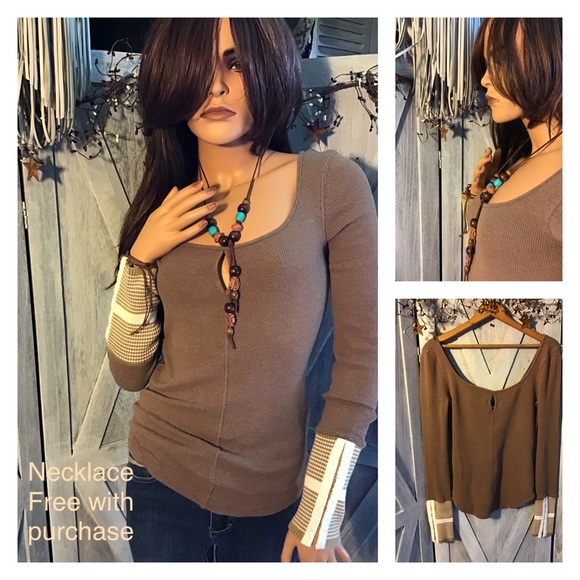 Upcycled Tops - NWOT Up-cycled/Mod Cuff Thermal Top Tunic